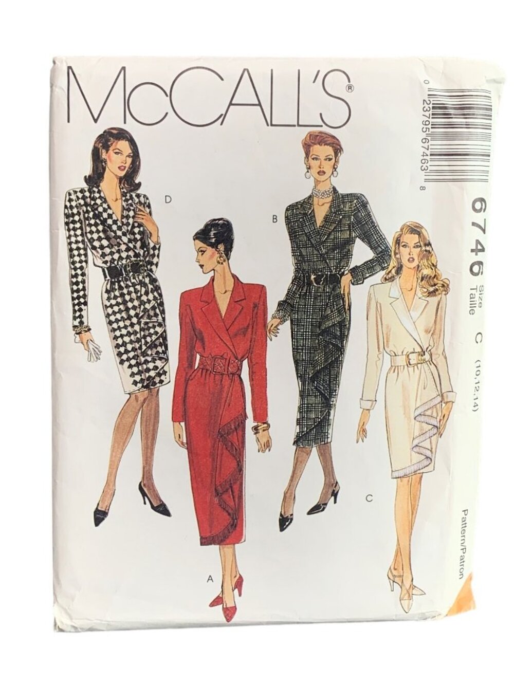 McCalls Sewing Pattern 6746 Misses Dress Size 10-12-14 Uncut
